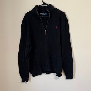 Polo by Ralph Lauren Black Half-Zip Sweater with Red Pony